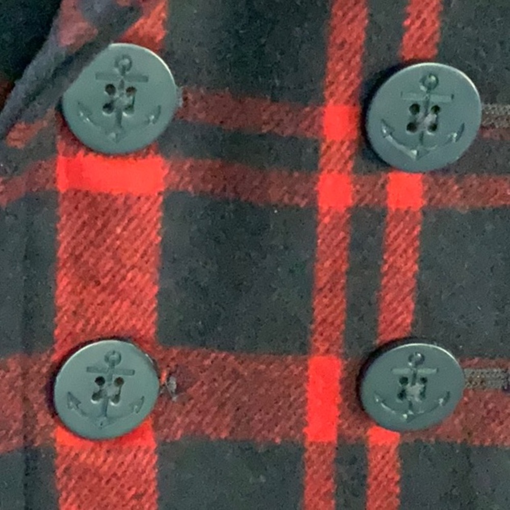 2T Janie and Jack Wool Peacoat EUC Red and Dark Navy Lined with Anchor Buttons - Picture 3 of 4